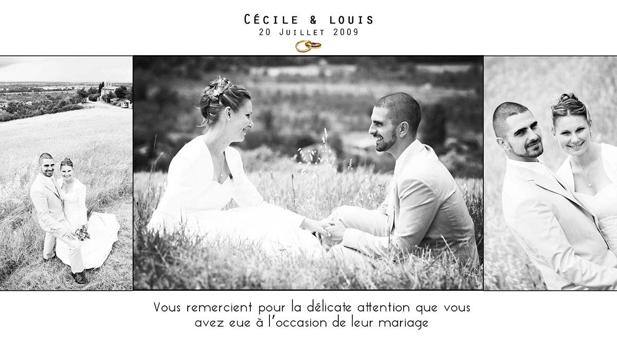 carte de remerciement mariages